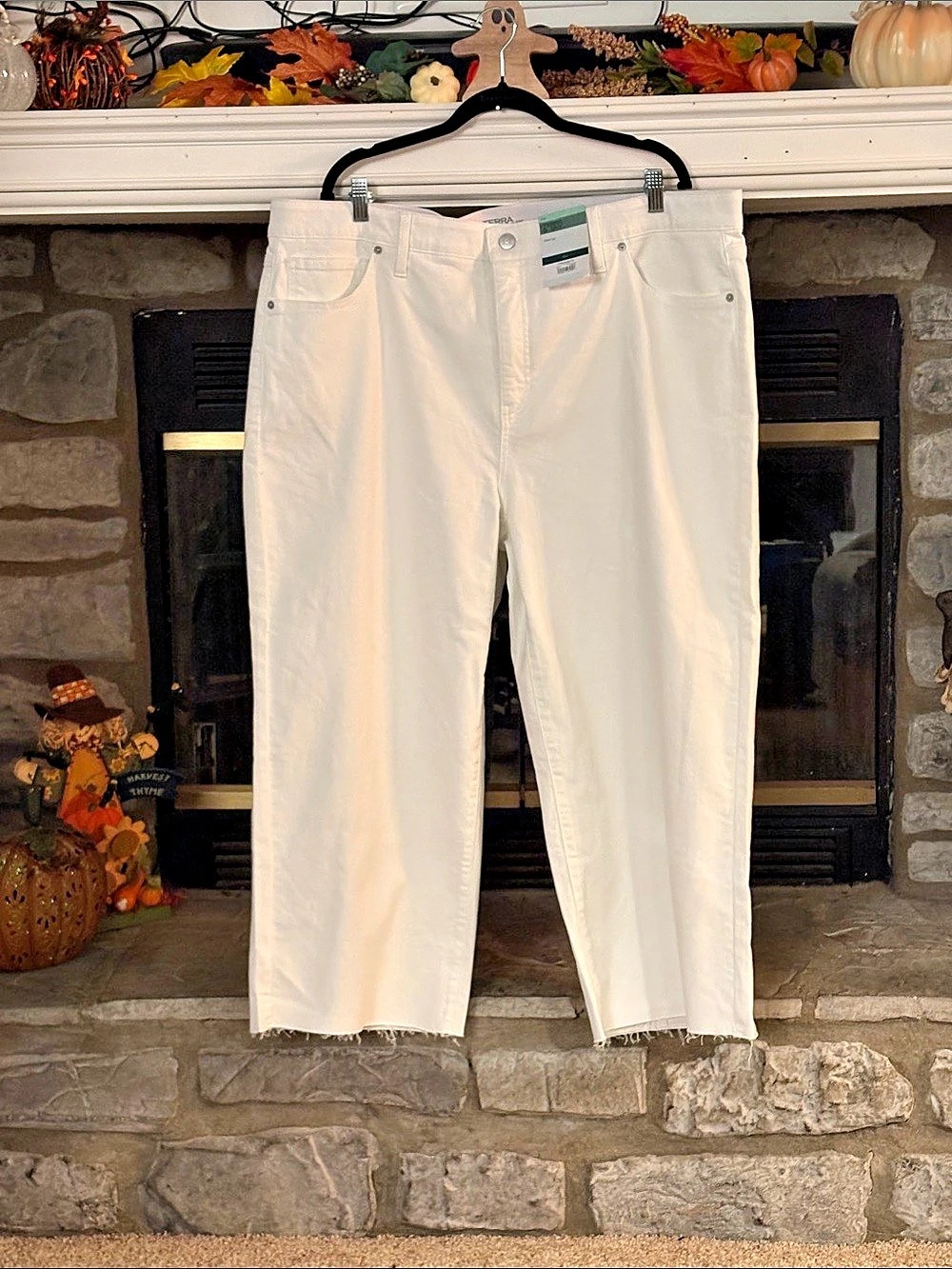 Terra & Sky Wide Leg Ankle Jean Jeans White Waist 22W NWT